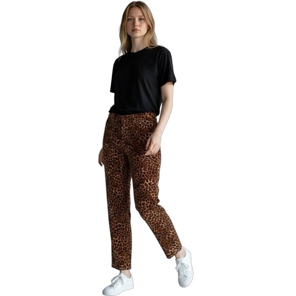 CHARTER CLUB Lexington Straight Leg Leopard Print Corduroy Pants Size 6 - Picture 11 of 15